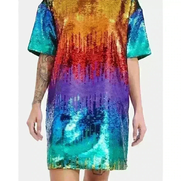 NEW! UGG Women's S All Gender Zoey Sequin Tee Dress Pride NWT $248 - Picture 4 of 4